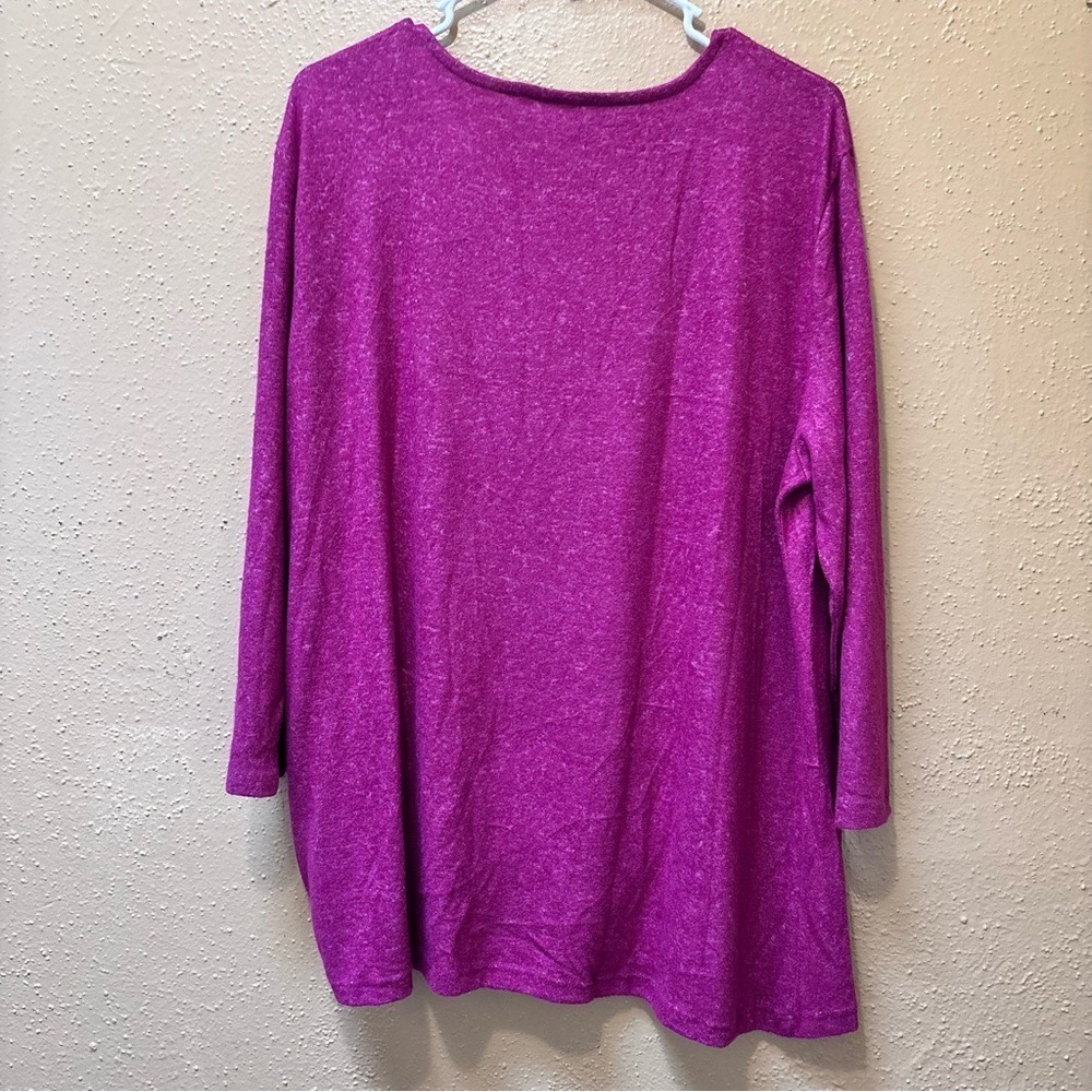 Serra Ladies Front Knot Top Magenta Pink Heathered 3/4 Sleeve Knit Shirt XL NEW - Picture 4 of 6